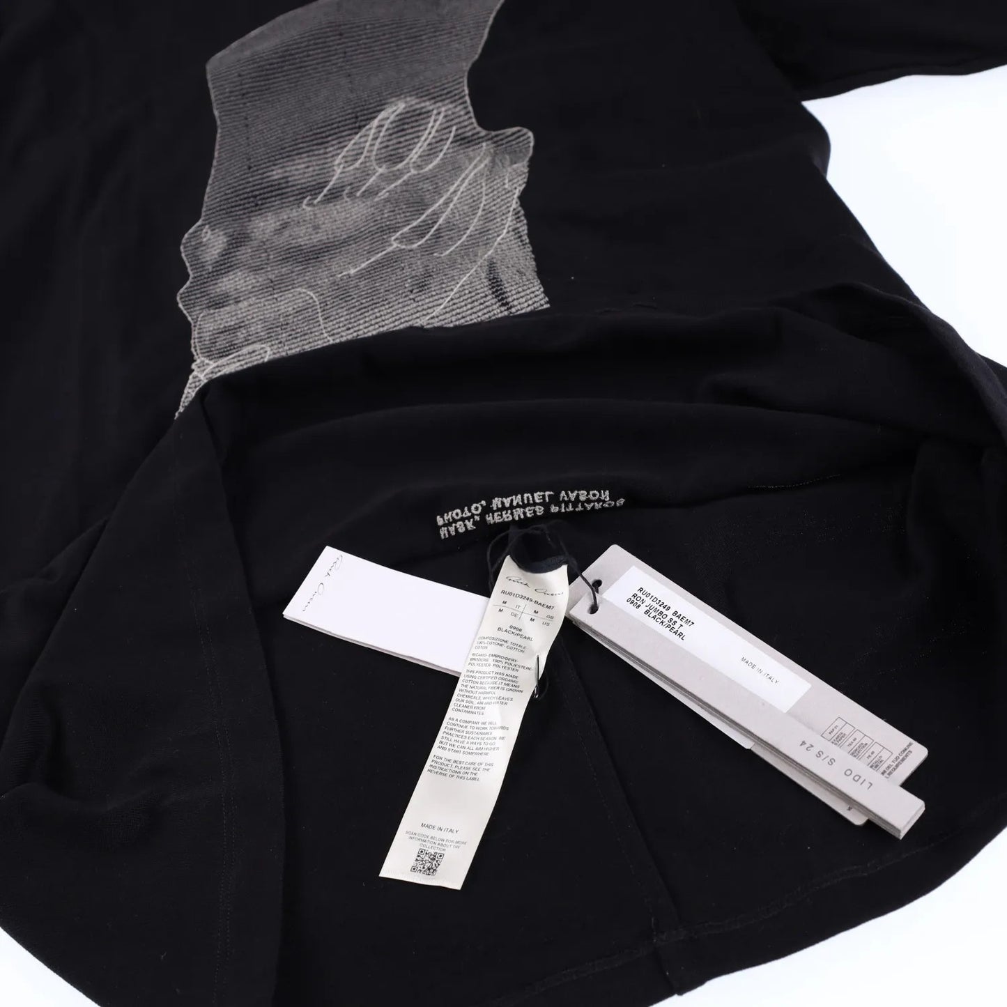 RICK OWENS Mens T-Shirt  Ron Jumbo Short Sleeve Crew Neck Black Size M RRP 585 — View 5
