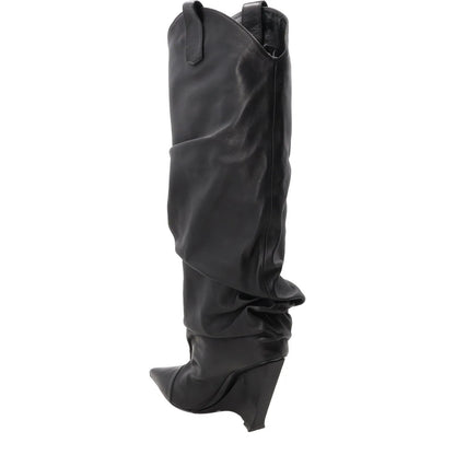 D'ACCORI Womens Arizona Boot 100 Leather Formal Black Wedge Heel EU 39.5 RRP1695 — View 6