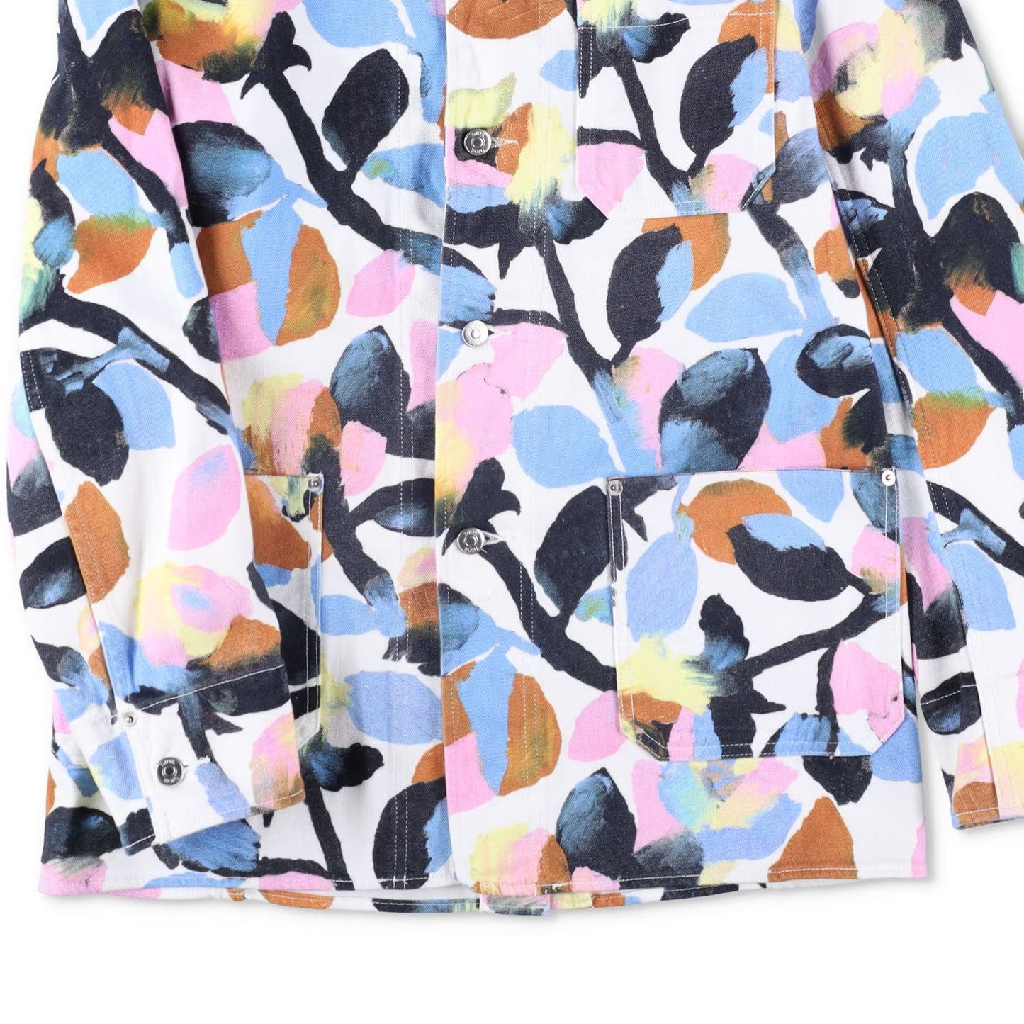 DIOR HOMME Mens Floral Denim Jacket Buttoned Collared Multicoloured 44 RRP 1300 — View 8