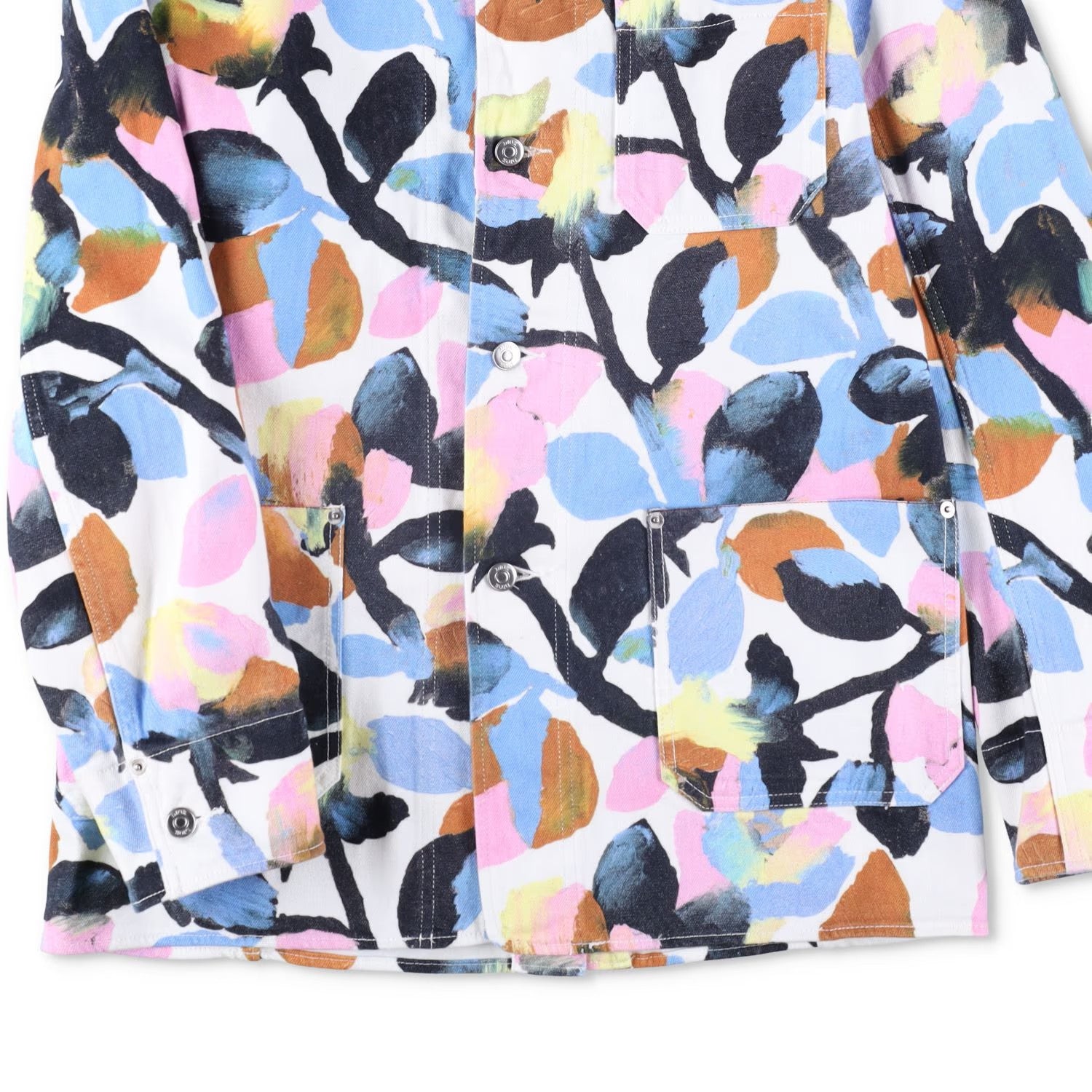 DIOR HOMME Mens Floral Denim Jacket Buttoned Collared Multicoloured 44 RRP 1300 — View 8
