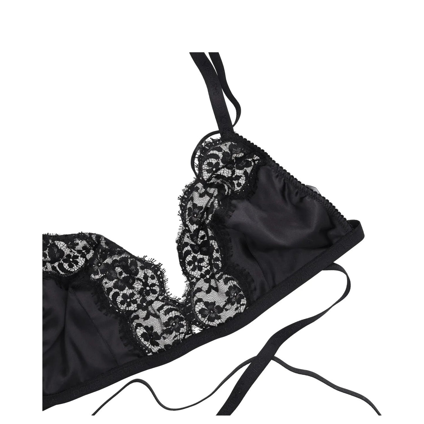 DOLCE & GABBANA Womens Silk Rggsno Bra Bralette Black Lace Size 2XL RRP 233 — View 3