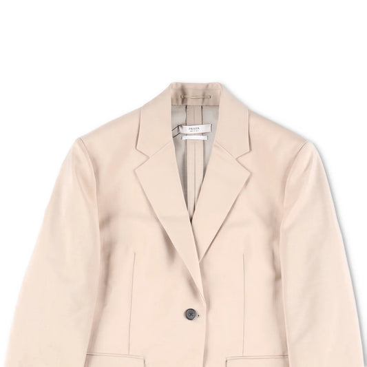PRADA Women Blazer Jacket Long Sleeve Single Breasted Beige Suit Size 40 RRP2954 — View 2
