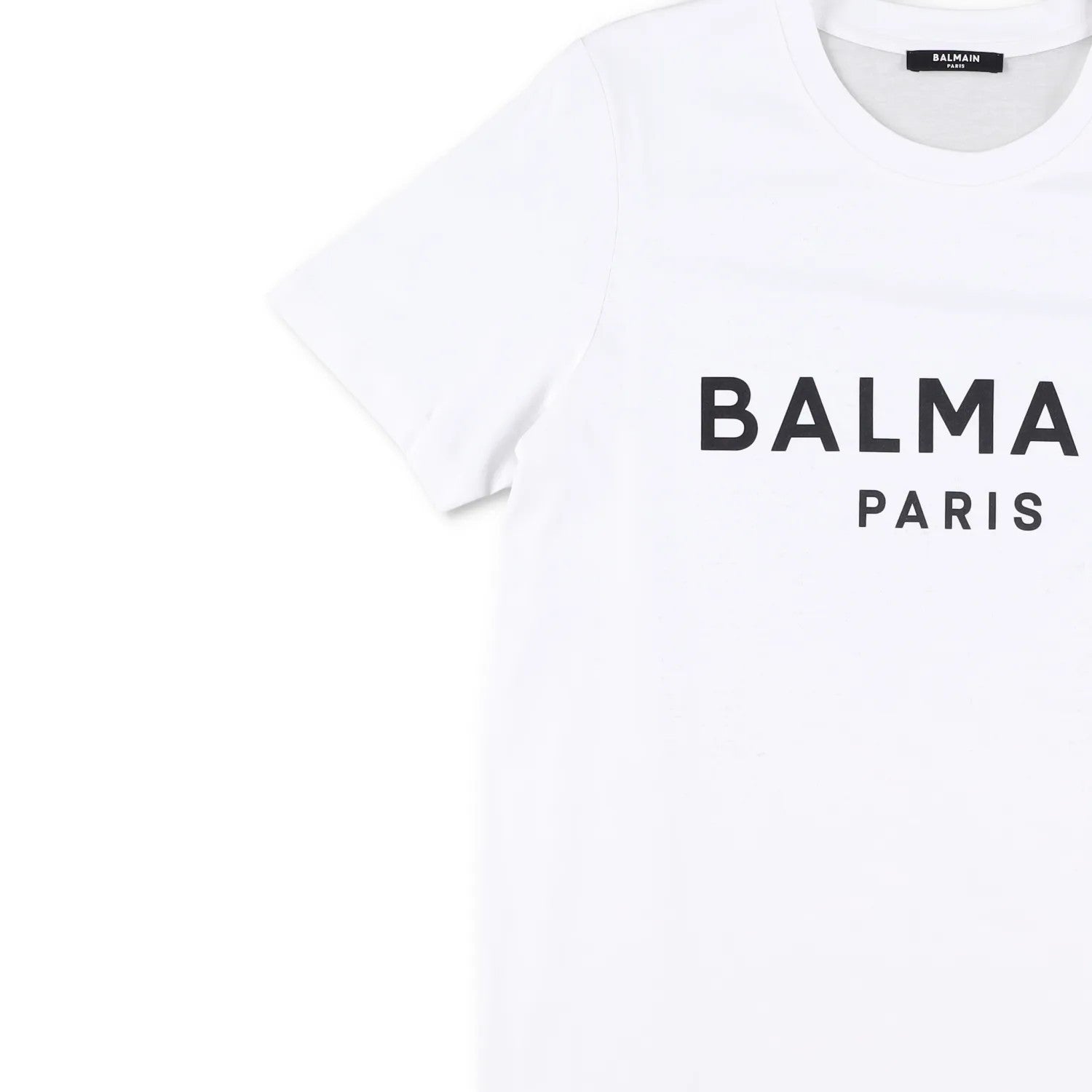 BALMAIN Women T-Shirt Crew Neck Short Sleeve Logo 3 Button Cotton White M RRP395 — View 3