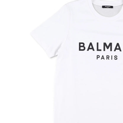 BALMAIN Women T-Shirt Crew Neck Short Sleeve Logo 3 Button Cotton White M RRP395 — View 3