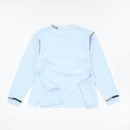 JW ANDERSON Asymmetric Contrast Stitch Crew Sweat Cotton Womens Blue S RRP245 — View 6