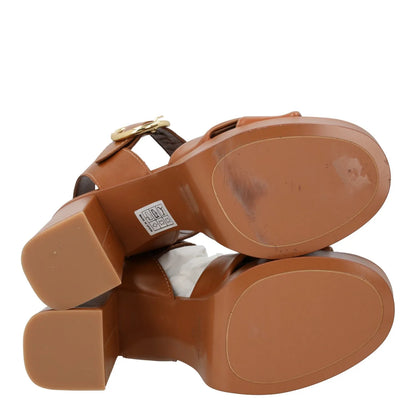 SEE BY CHLOE Womens Lyna Platform Leather Sandals Brown High Heel Tan UK8 RRP425 — View 8
