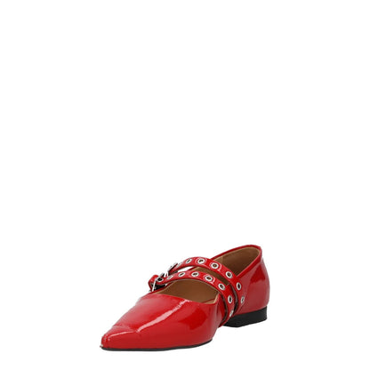 GANNI Womens Mary Janes Flat Red Leather Pointy Toe Double Strap UK 4 RRP 275 — View 3