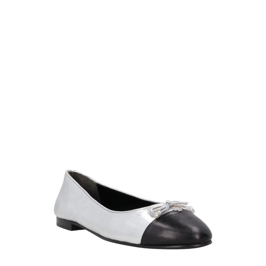 TORY BURCH Womens Silver Leather Ballet Flats Bow Accent Slip On US 9 RRP 260 — View 2