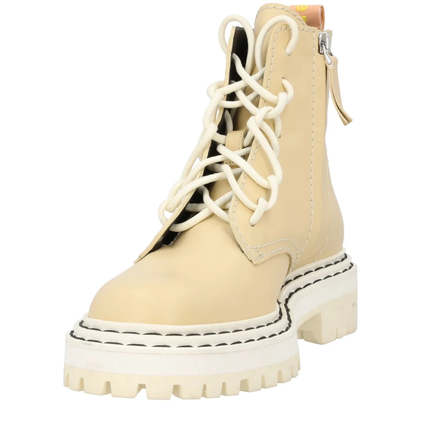 PROENZA SCHOULER Womens Leather Combat Boots Beige Lace Up Ankle UK 3 RRP 795 — View 3