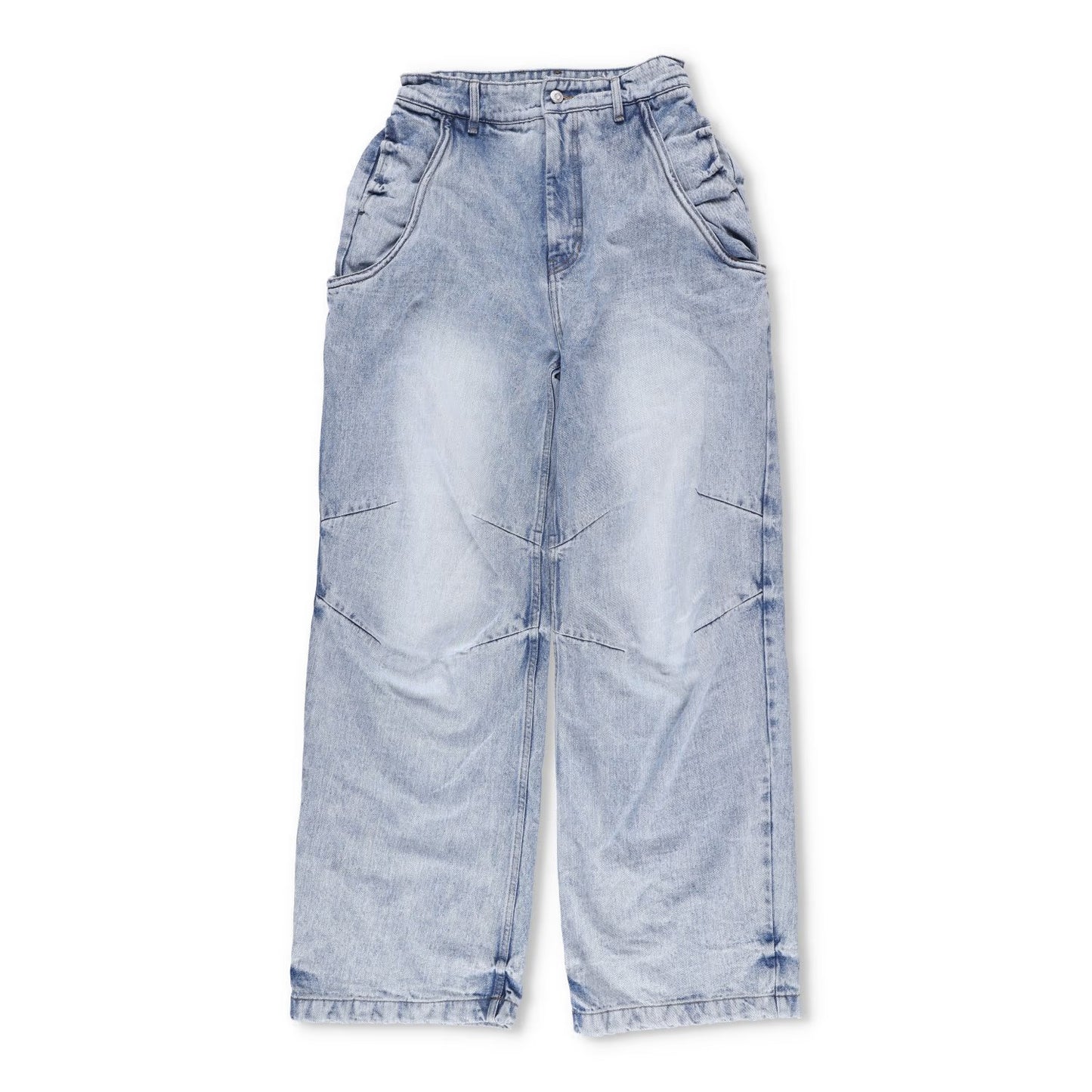 WE11 DONE Womens Sky Wire Detail Denim Pants Relaxed Fit High Rise Blue M RRP795