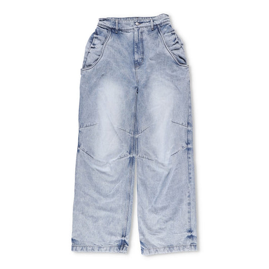 WE11 DONE Womens Sky Wire Detail Denim Pants Relaxed Fit High Rise Blue M RRP795