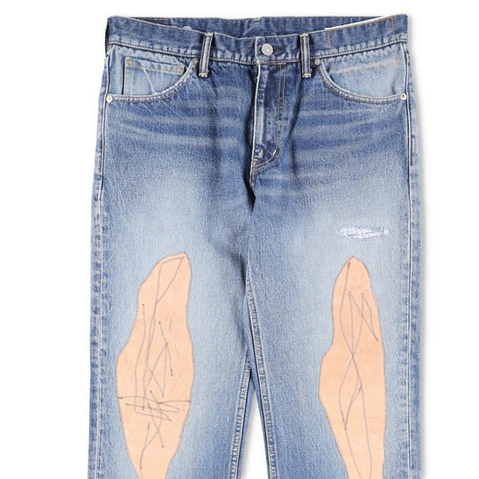 VISVIM Mens Jeans Blue Mid Wash Cotton Front Pacthes Straight Size 34 RRP 1190 — View 2