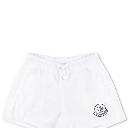 MONCLER Womens Sweat Bottoms Shorts Logo Patch Bermuda White Size M RRP 395 — View 2