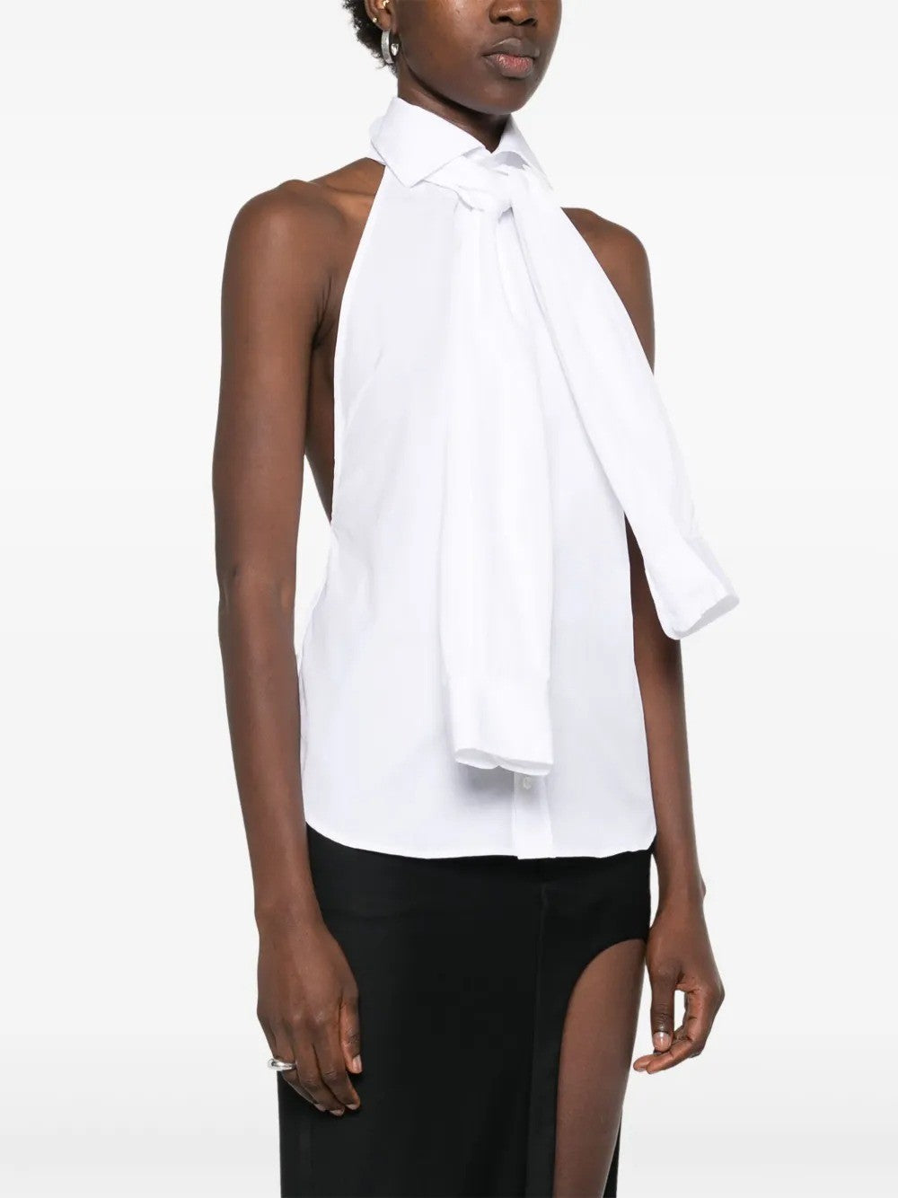 BETTTER X G&H Womens Kennedy Shirt Altered Front Bow Sleeveless White M RRP 378 — View 2
