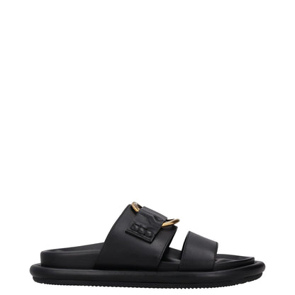 MONCLER Womens Bell Sandals Flat Sliders Black Leather Open Toe UK 3 RRP 515