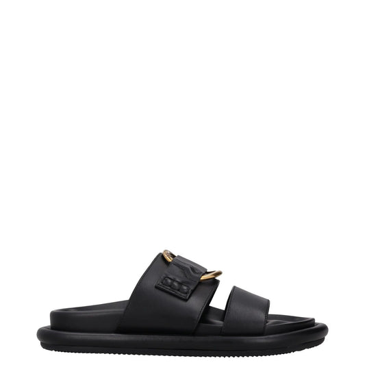 MONCLER Womens Bell Sandals Flat Sliders Black Leather Open Toe UK 3 RRP 515