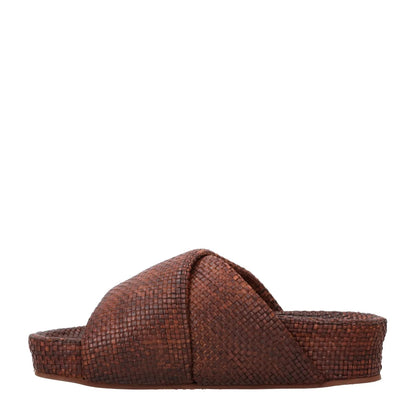 ST AGNI Womens Flatform Cross Slides Woven Leather Brown Comfy UK7 RRP 250 — View 4