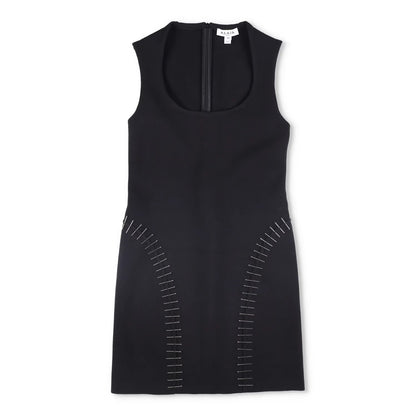 ALAIA Womens Mini Dress Scoop Neck Sleeveless Pin Side Detail Black 38 RRP 2530