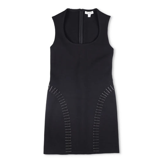 ALAIA Womens Mini Dress Scoop Neck Sleeveless Pin Side Detail Black 38 RRP 2530