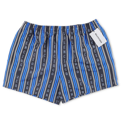 BALENCIAGA Men Swim Shorts Bottoms Striped Black Blue Grey Elastic Size M RRP495 — View 5