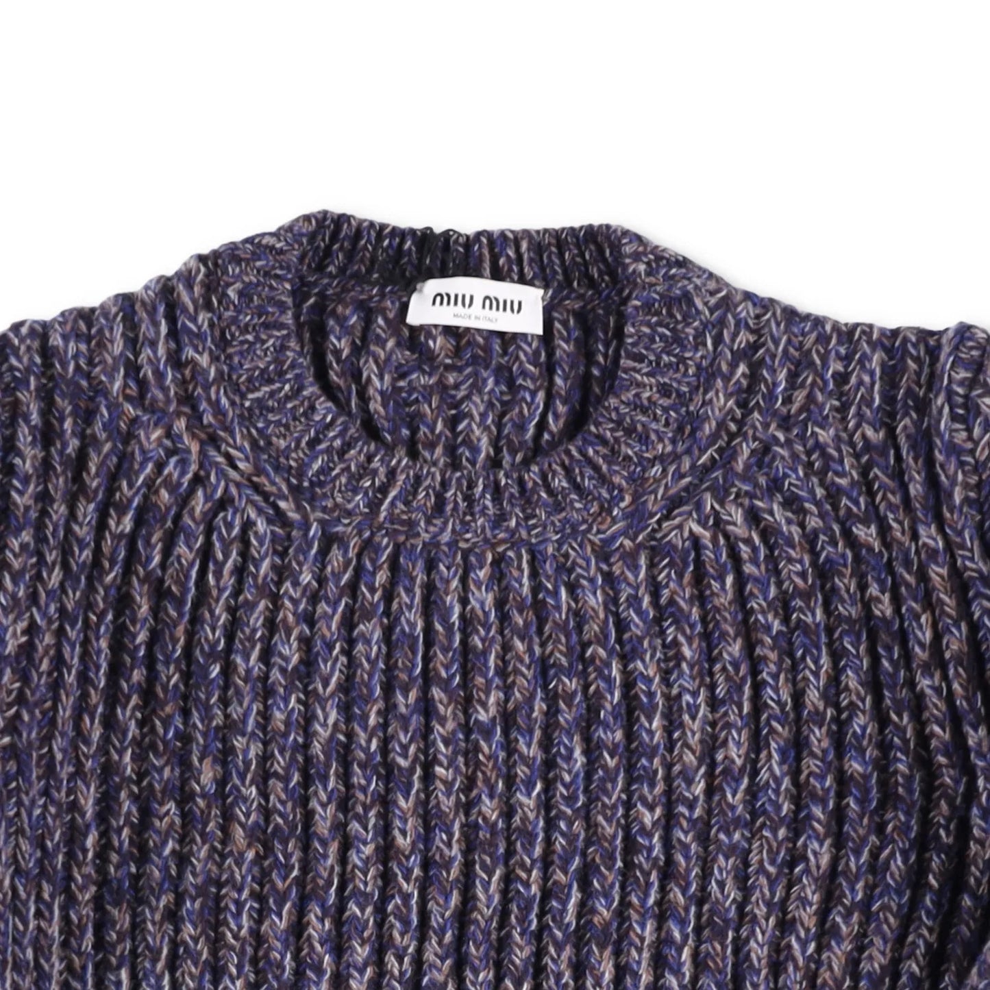 MIU MIU Mens Lambswool Rib Crewneck Jumper Pullover Blue Size 50 RRP 1170 — View 2