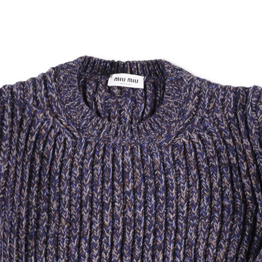 MIU MIU Mens Lambswool Rib Crewneck Jumper Pullover Blue Size 50 RRP 1170 — View 2