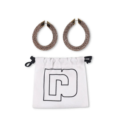 PACO RABANNE Tube Strass Hoop Earring Yellow Brass Pave Style OS RRP 338.6 — View 3