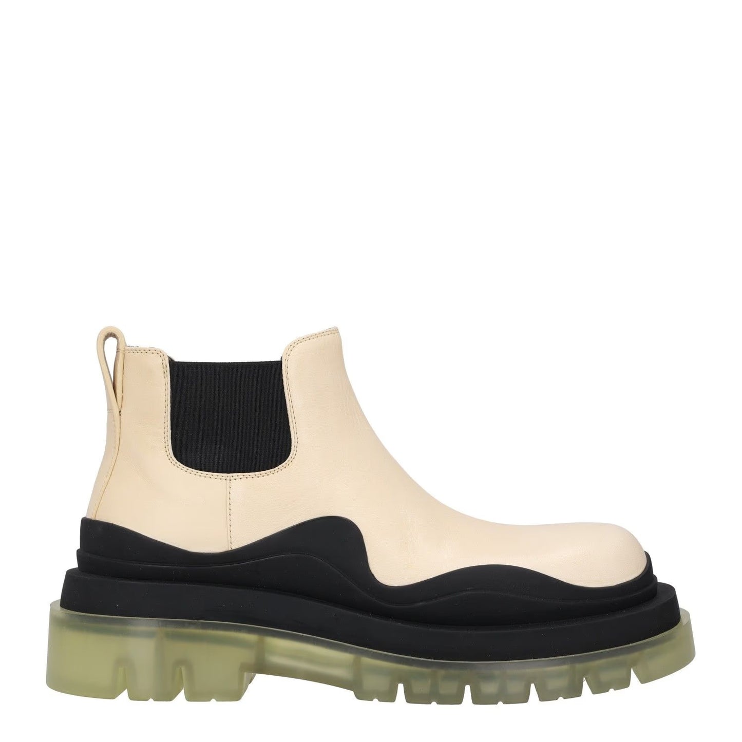BOTTEGA VENETA Womens Chelsea Boot Beige Black Leather Mid Heel UK 5 RRP 1080