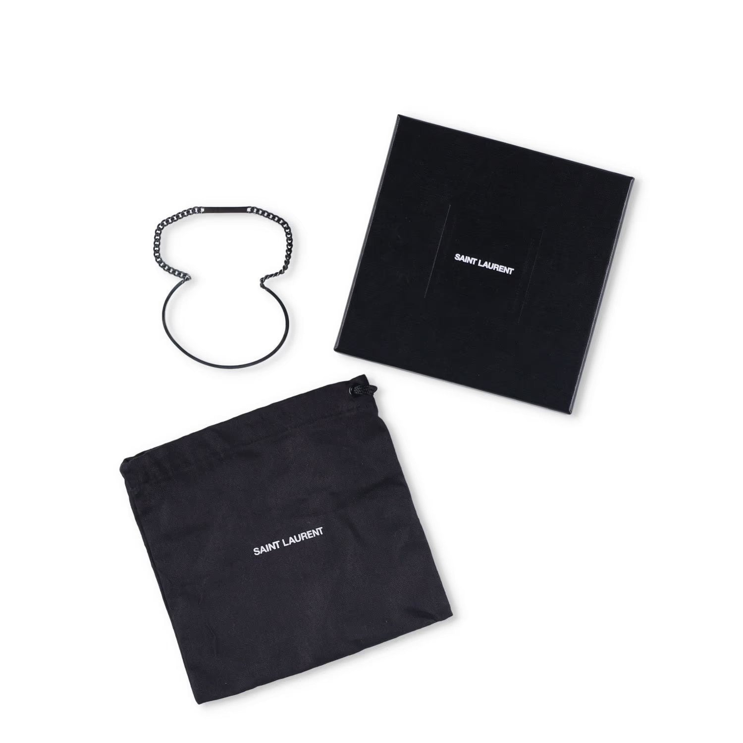 SAINT LAURENT Mens Double Bangle Plaque Bracelet Silver Size L RRP 320 — View 4