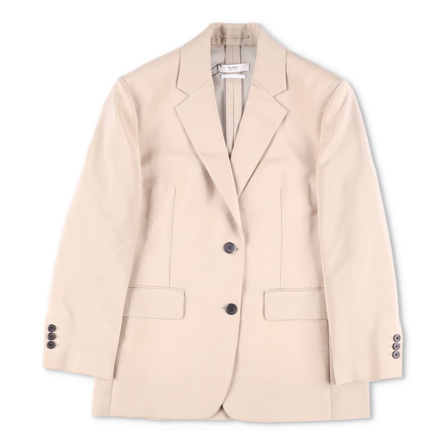 PRADA Women Blazer Jacket Long Sleeve Single Breasted Beige Suit Size 40 RRP2954