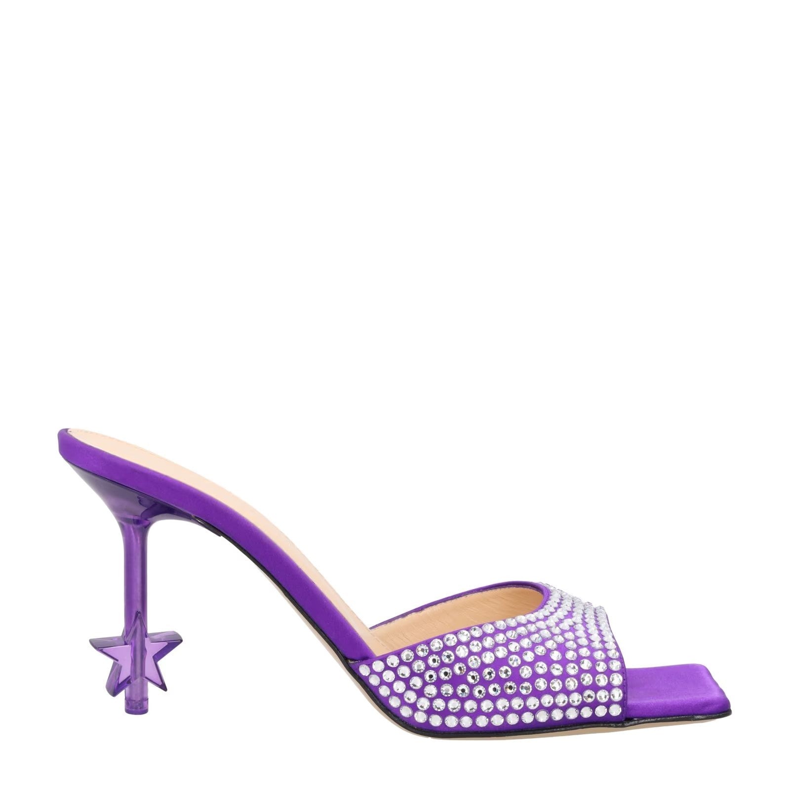 MACH & MACH Womens Square Toe Purple Leather Slip On Heels Embell. UK 6.5 RRP895