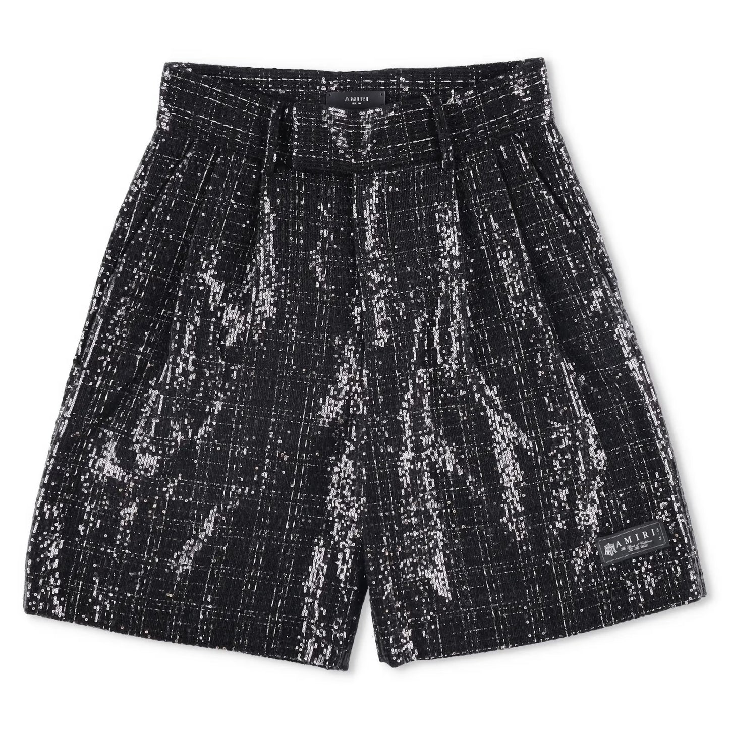 AMIRI Mens Sequin Boucle Skater Shorts Black Tweed Shiny Size 50 RRP 890