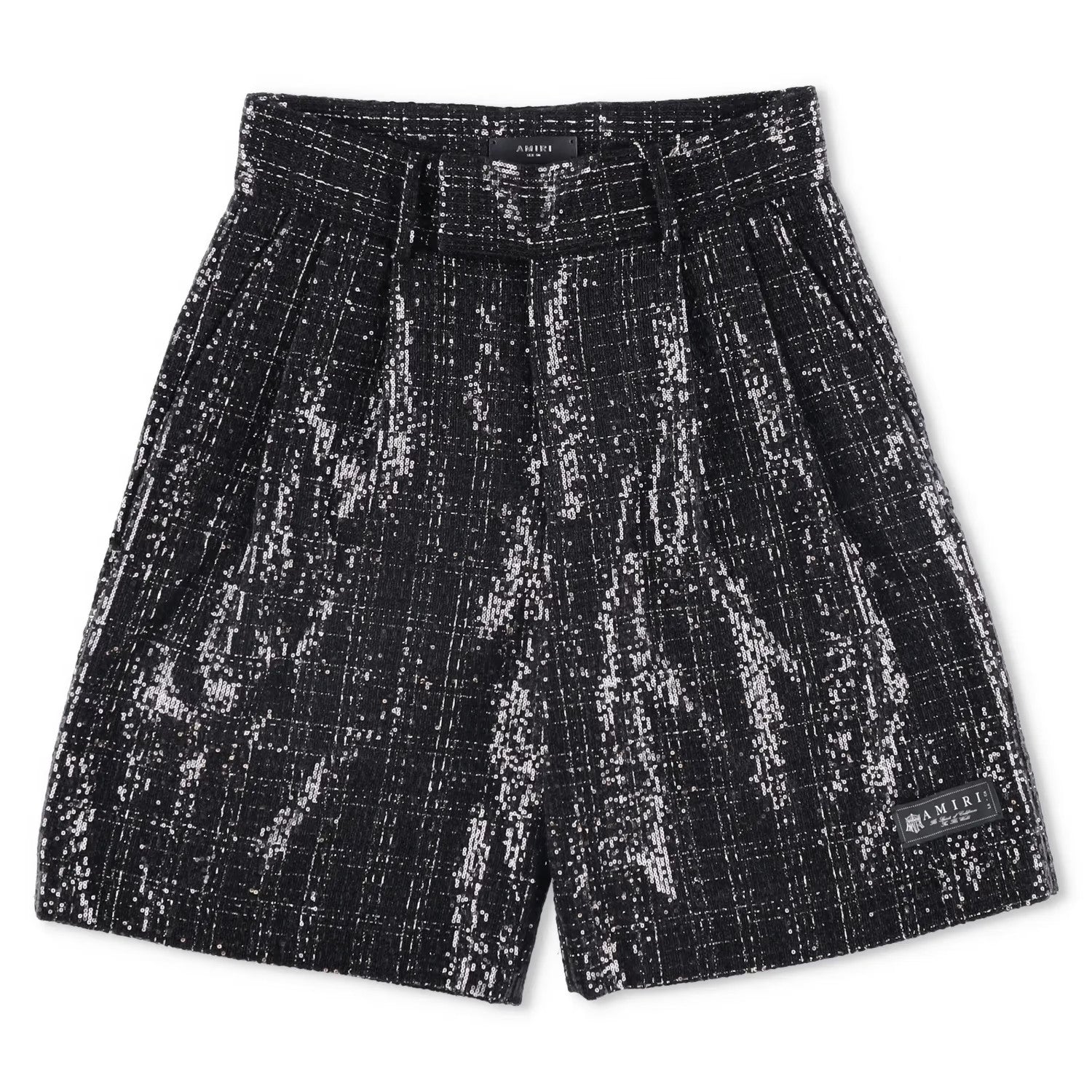 AMIRI Mens Sequin Boucle Skater Shorts Black Tweed Shiny Size 50 RRP 890