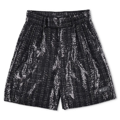 AMIRI Mens Sequin Boucle Skater Shorts Black Tweed Shiny Size 50 RRP 890
