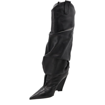 D'ACCORI Womens Arizona Boot 100 Leather Formal Black Wedge Heel EU 39.5 RRP1695 — View 4