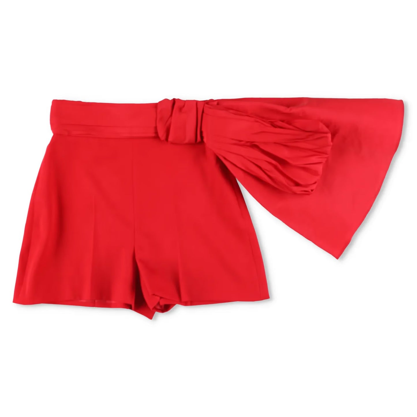 ALEXANDER MCQUEEN Womens Bow Knot Shorts Mini Red Flat Front Size 38 RRP 1205