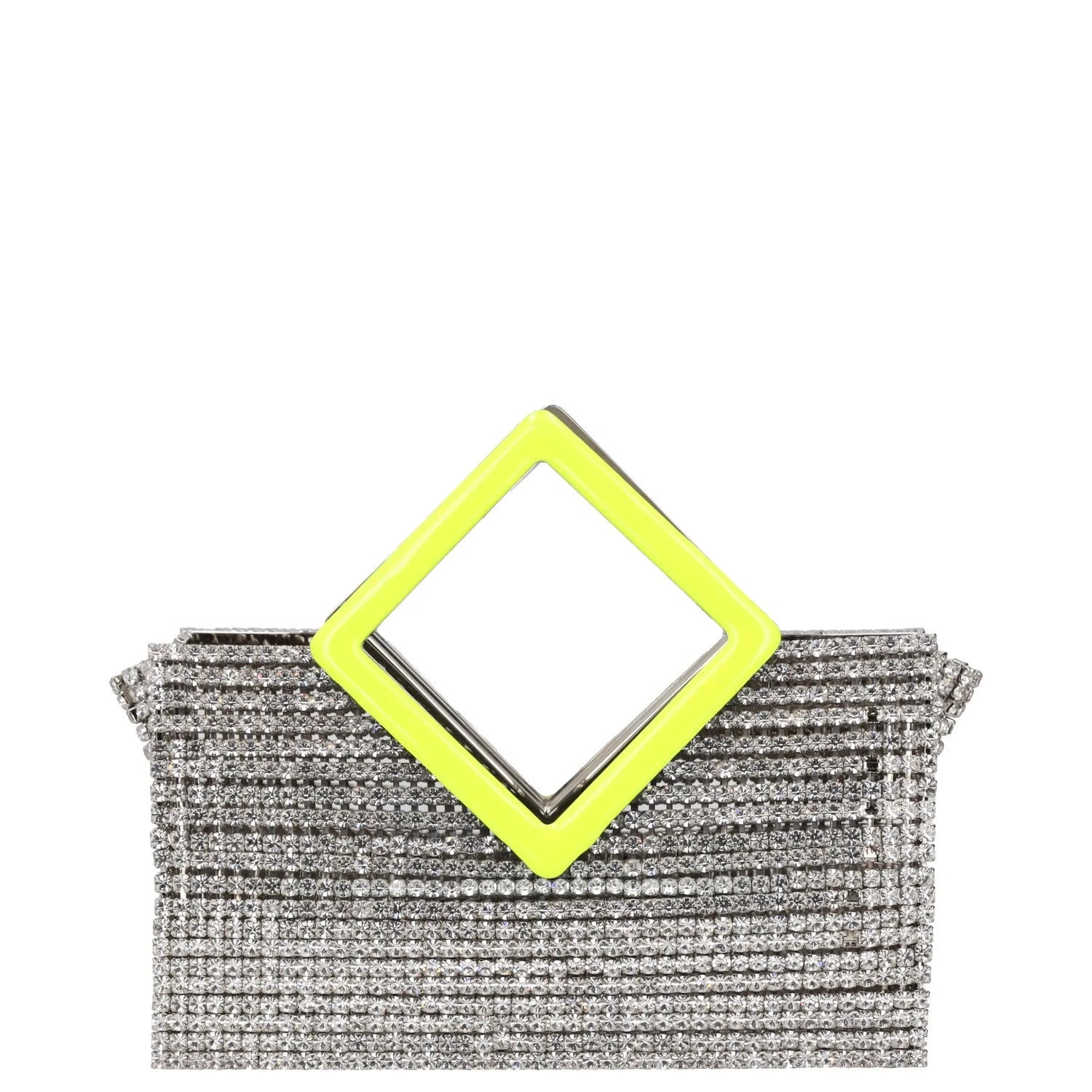 L'ALINGI Womens Clutch Handbag Silver Yellow Metal Rhinestones S RRP 700 — View 4