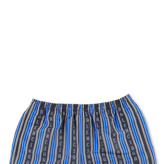 BALENCIAGA Men Swim Shorts Bottoms Striped Black Blue Grey Elastic Size M RRP495 — View 2