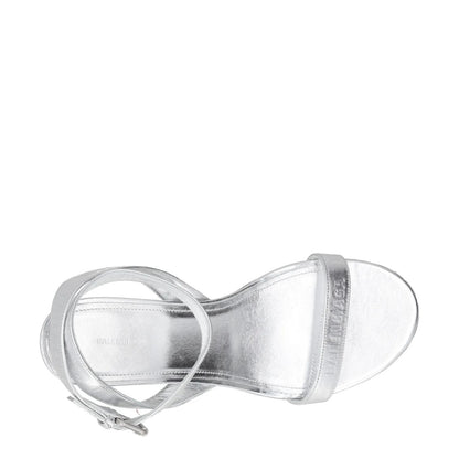 BALENCIAGA Womens Strappy Heels Silver Leather Mid Heel Silver Buckle UK6 RRP650 — View 7
