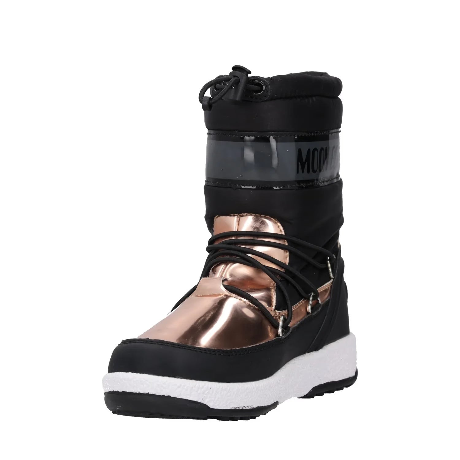 MOONBOOT Womens Mid Calf Snow Boots Drawstring Closure Black Gold UK12.5 RRP 150 — View 3