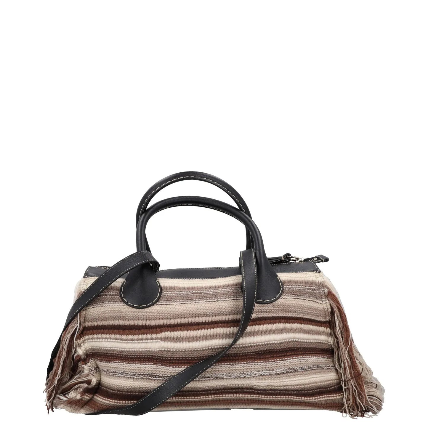 CHLOE Womens Satchel Top Handle Bag Beige Leather Fringe Buckle Size L RRP 1990 — View 4