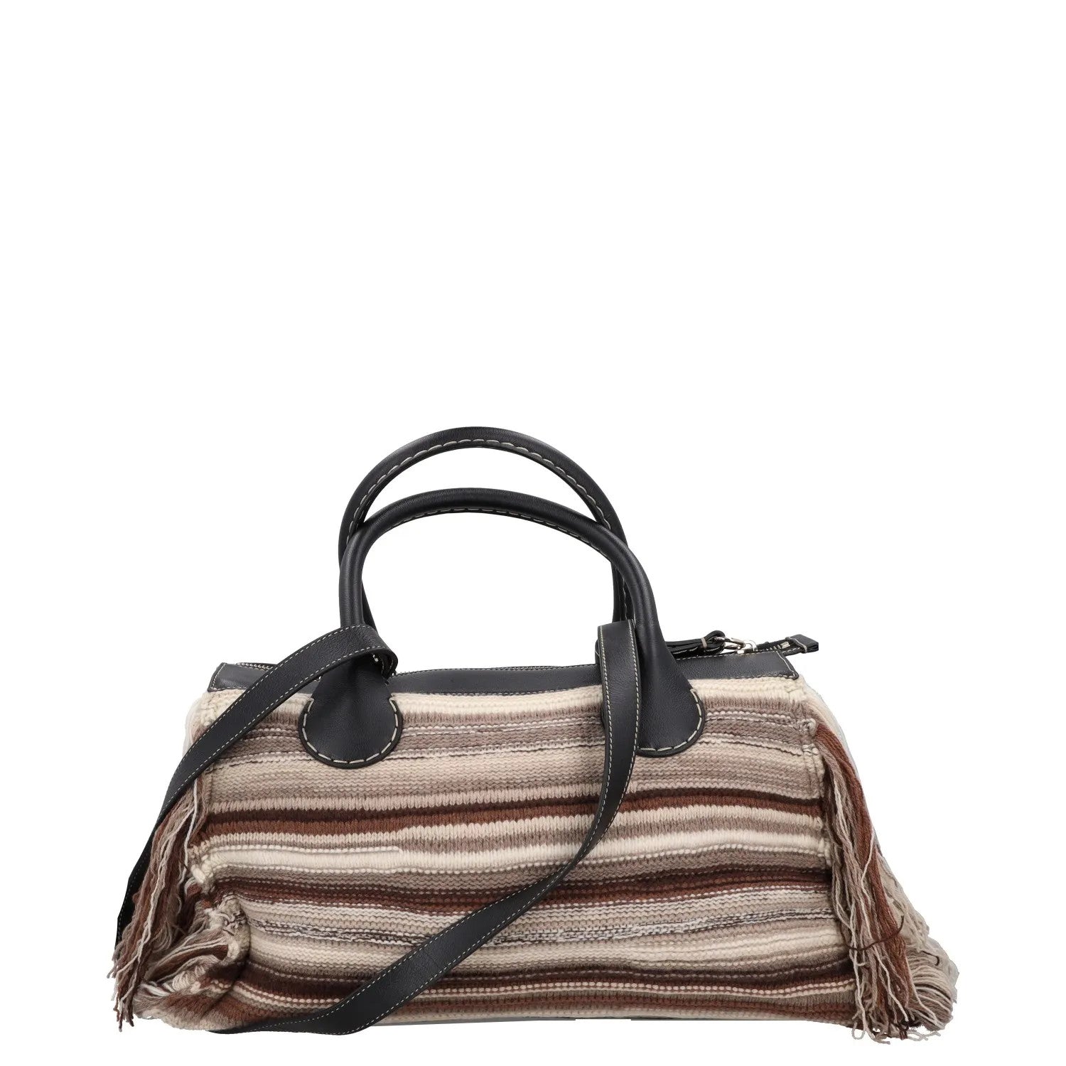 CHLOE Womens Satchel Top Handle Bag Beige Leather Fringe Buckle Size L RRP 1990 — View 4