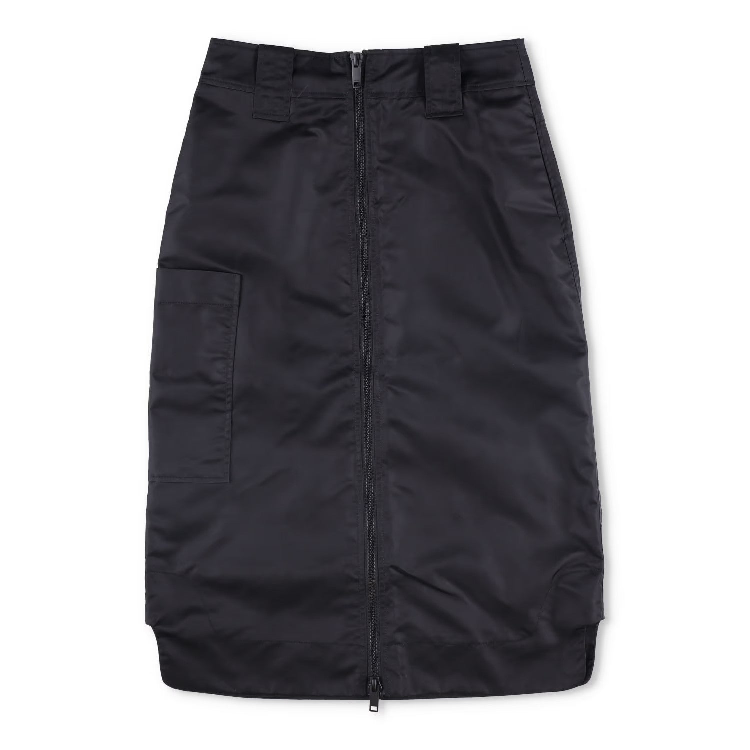 GANNI Womens Midi Skirt Black Polyamide Zip Closure Pockets Size 36 RRP 215