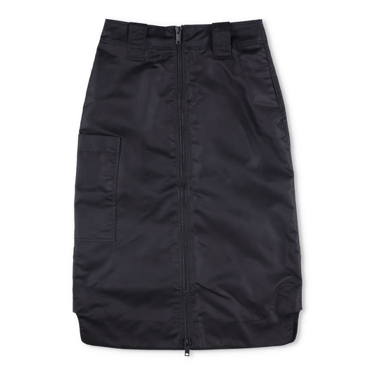 GANNI Womens Midi Skirt Black Polyamide Zip Closure Pockets Size 36 RRP 215