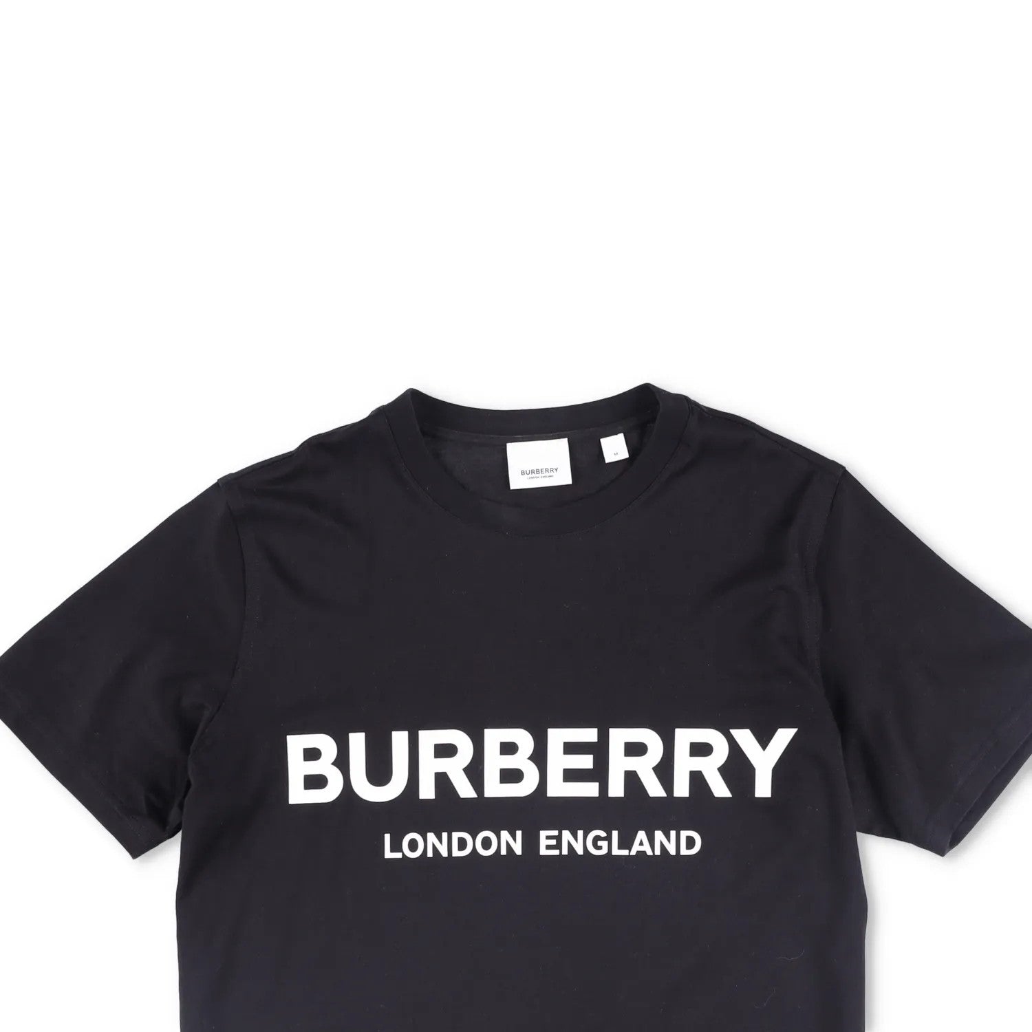 BURBERRY Womens T-Shirt Black Crew Neck Short Sleeve Large Logo Cotton M RRP 250 — View 2