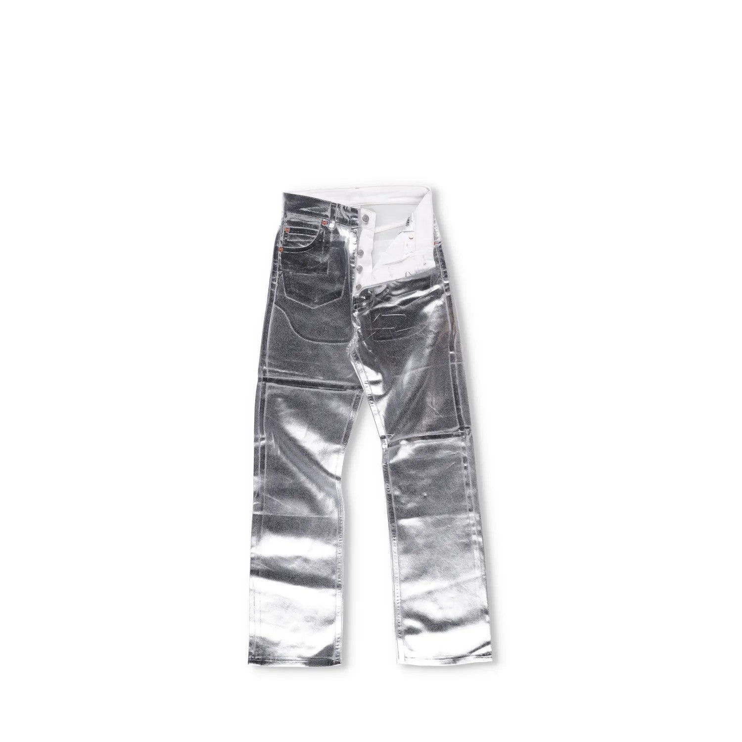 MM6 Mens Jeans Straight Leg High Waist Aluminium Denim Silver Size 26 RRP 406 — View 5