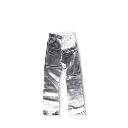 MM6 Mens Jeans Straight Leg High Waist Aluminium Denim Silver Size 26 RRP 406 — View 5
