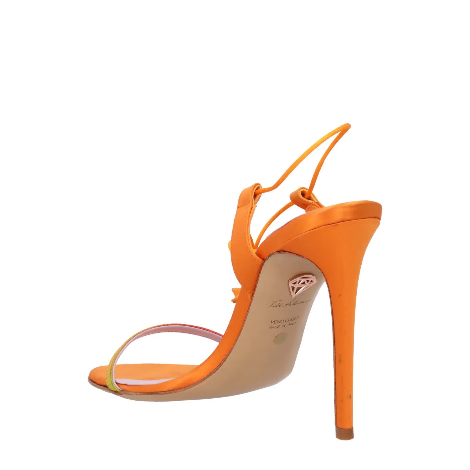 TITI ADESA Yara Strappy Sandals Orange Satin Leather High Heel EU 40 RRP 550 — View 5