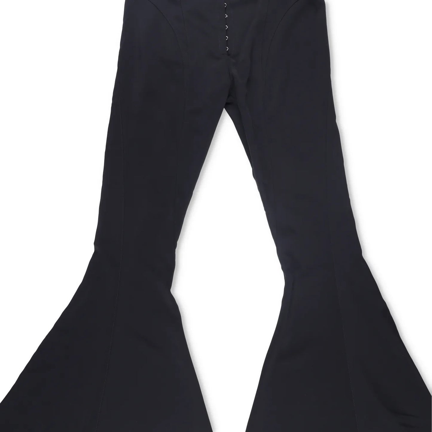 MUGLER Womens Flared Trousers Black Button Flat Front Size 42 RRP 1195 — View 4