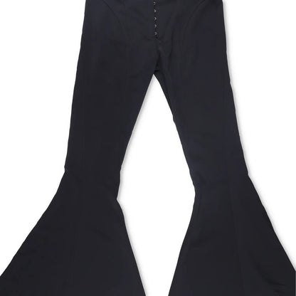 MUGLER Womens Flared Trousers Black Button Flat Front Size 42 RRP 1195 — View 4